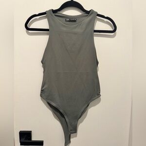 ZARA High Neck Sleeveless Bodysuit Grey | Minimalist Stretch Body | Size S